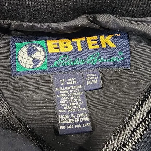 VTG 90s Eddie Bauer Ebtek Mens M Medium Nylon Anorak Pullover Snow Winter Jacket
